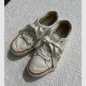 Tom's white canvas sneakers, lace up, women's size 7